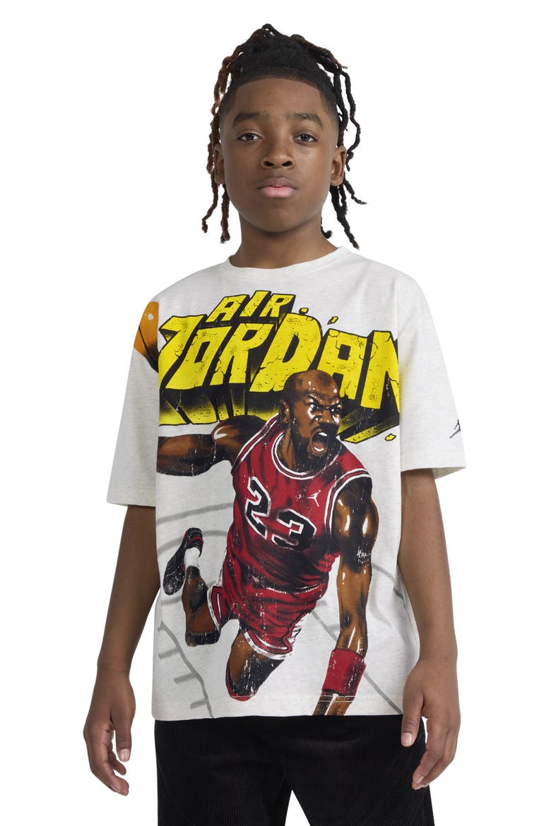 Kids' Air Jordan Slam Dunk Graphic T-Shirt, Alternate, color, BIRCH HEATHER
