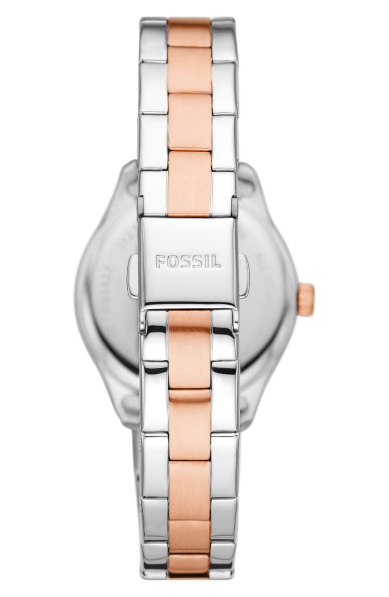 Fossil Two-Tone Stainless Steel Quartz Bracelet Watch, 30mm, Alternate, color, Silver/Rose Gold