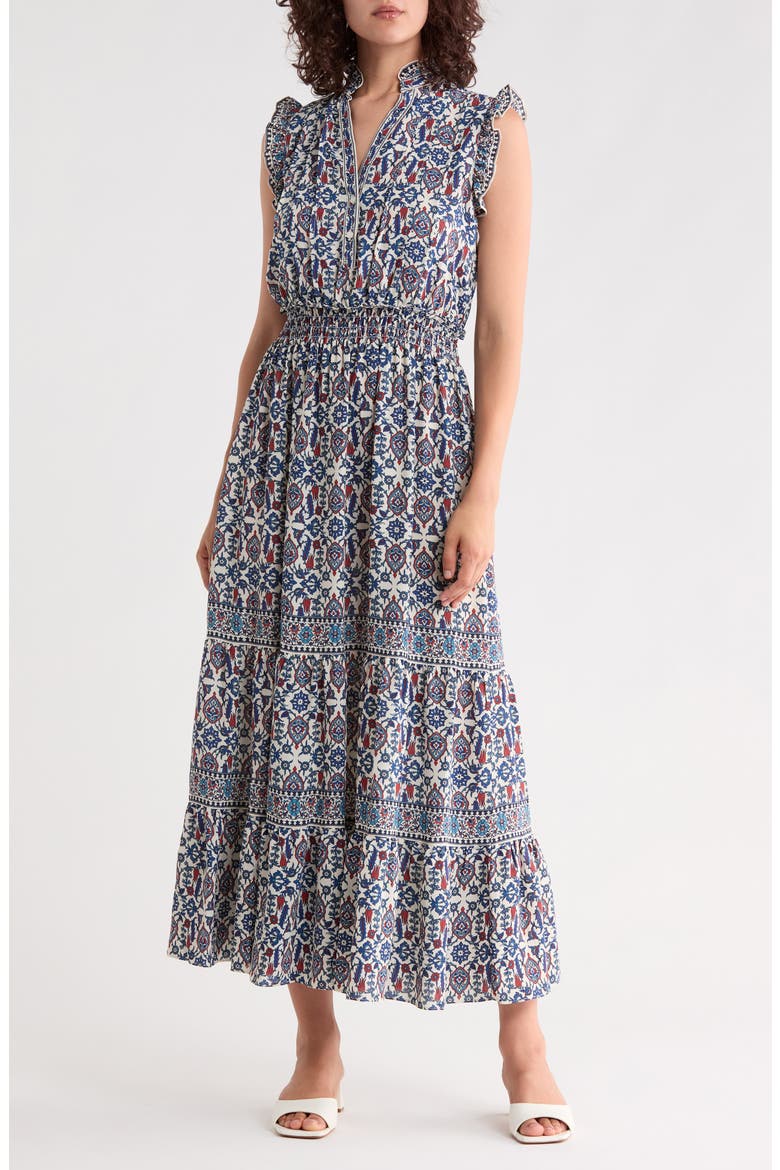 Floral Maxi Dress, Main, color, ECRU/ SPICE/ TURQ GARDEN