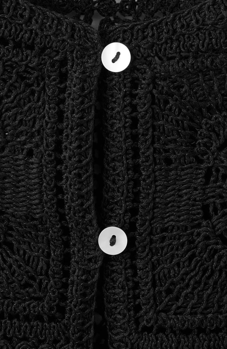 MANGO Sleeveless Crochet Button-Up Top, Alternate, color, Black