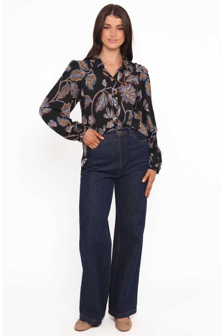 Bennett Floral Button-Up Shirt, Alternate, color, BLACK FLORAL