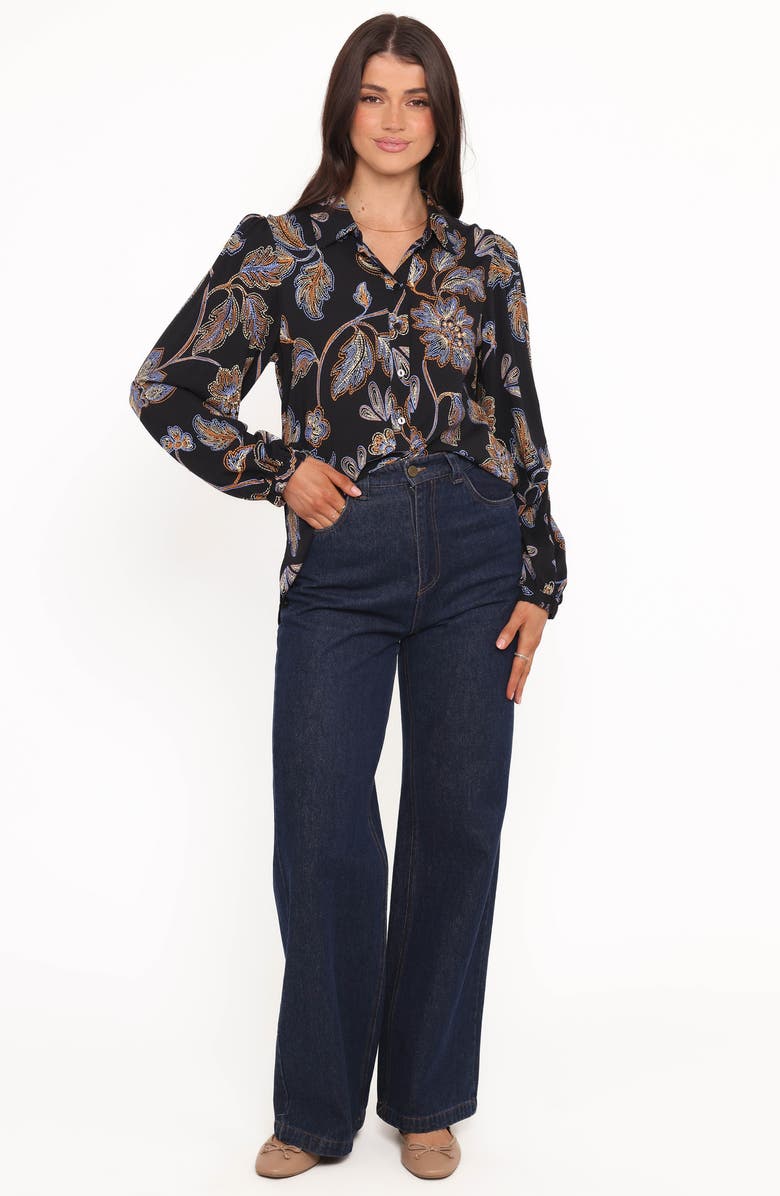 Petal & Pup Bennett Floral Button-Up Shirt, Alternate, color, Black Floral