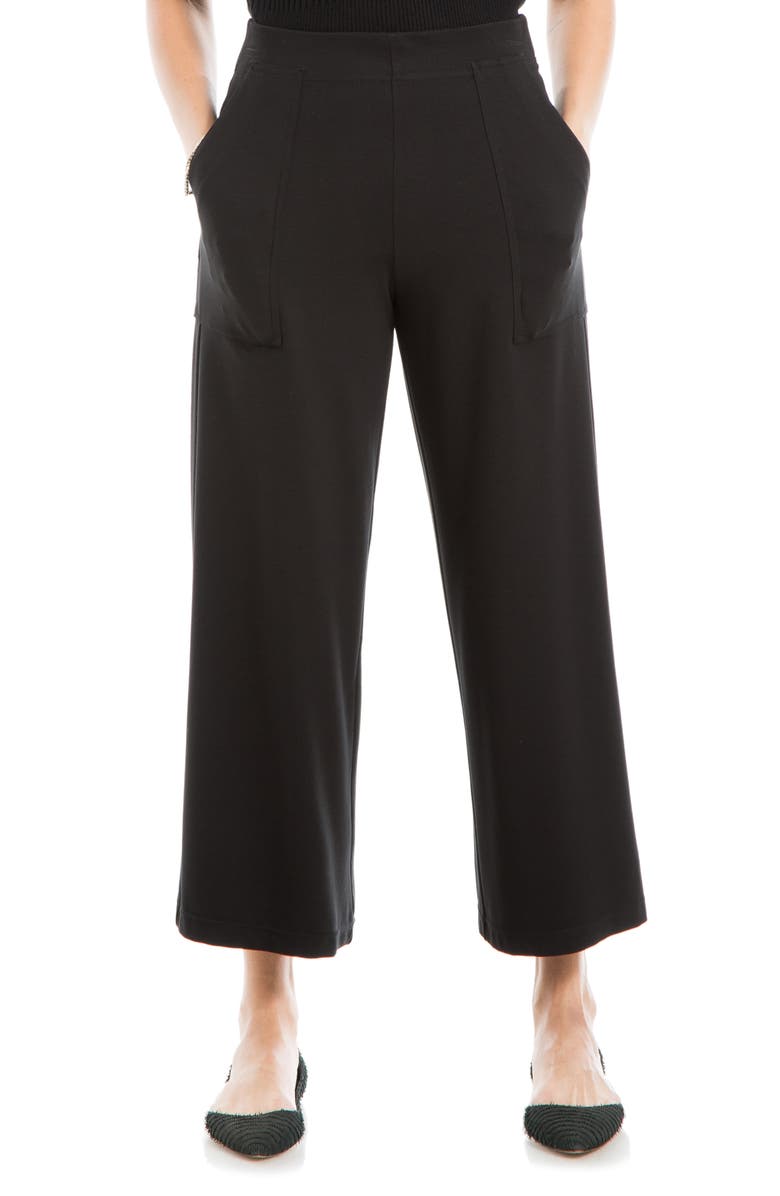 MAX STUDIO Ponte Crop Wide Leg Pull-On Pants, Main, color, Black