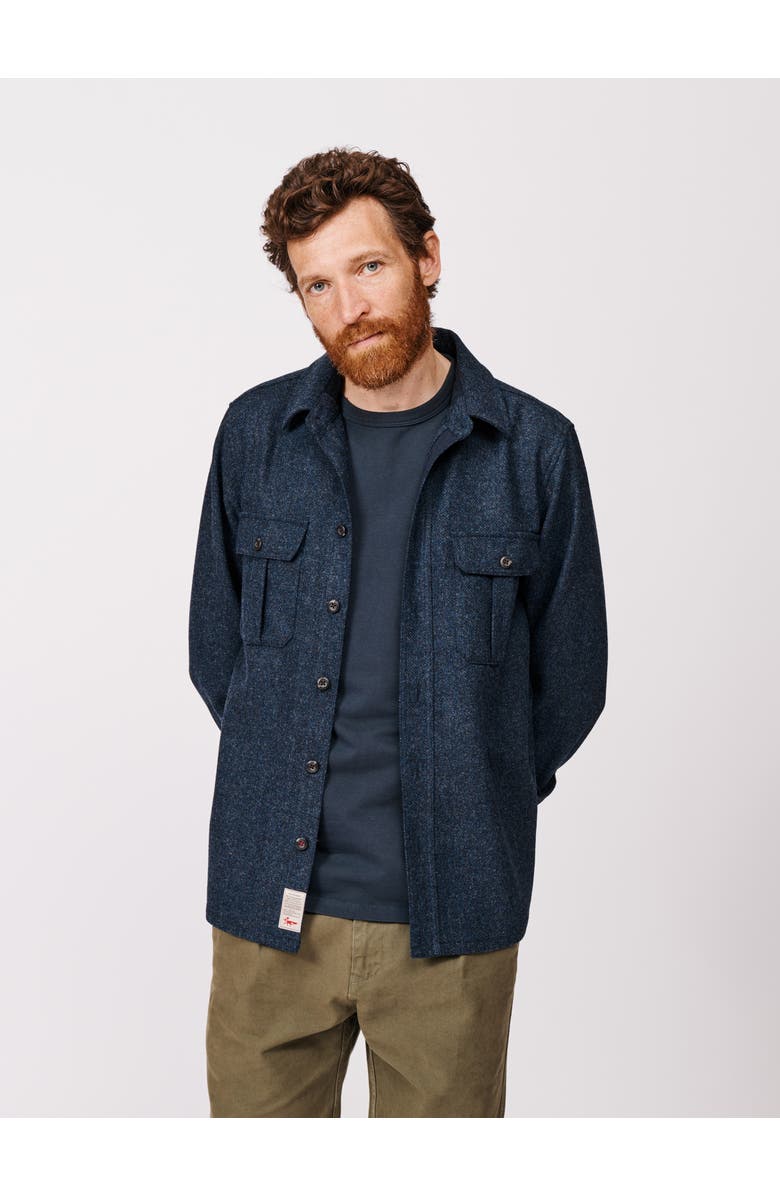 Aubin Ravendale Wool Shirt, Alternate, color, Navy Herringbone