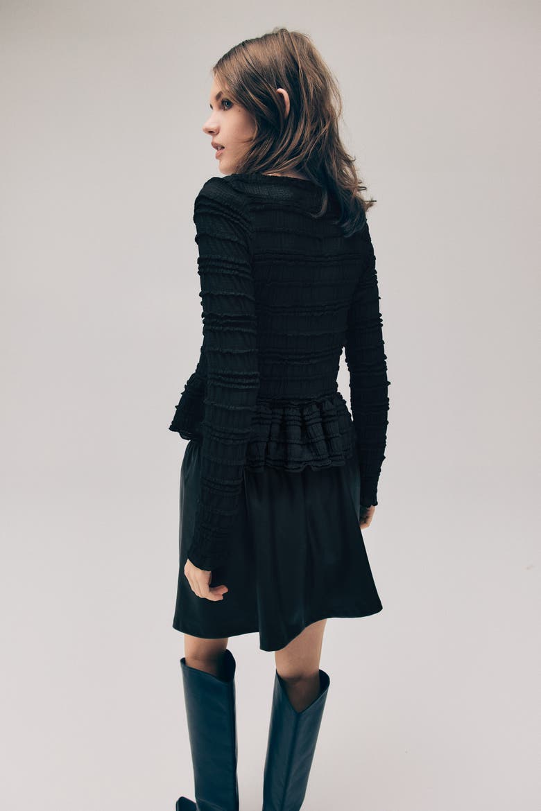 Smocked Top, Alternate, color, Black