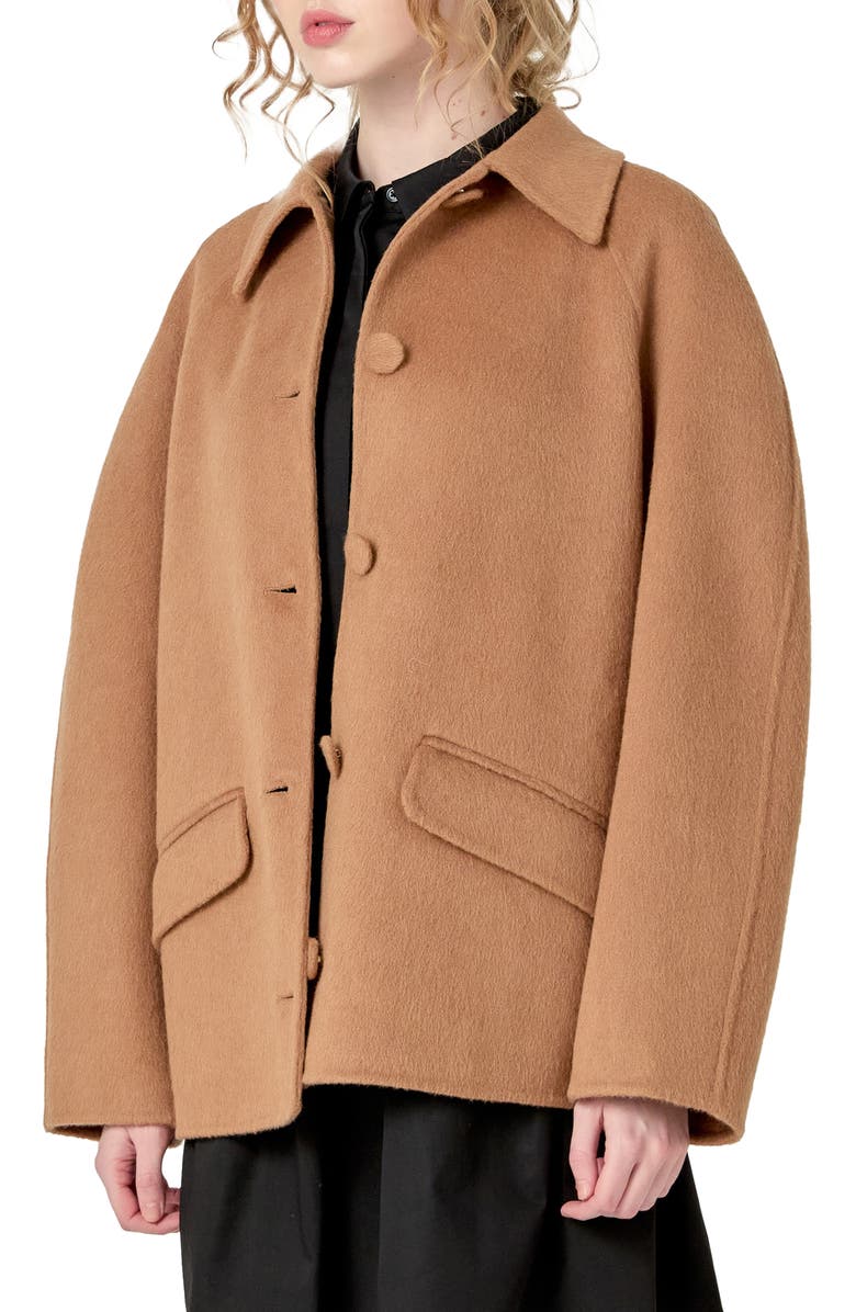 English Factory Oversize Wool Coat, Alternate, color, Brown