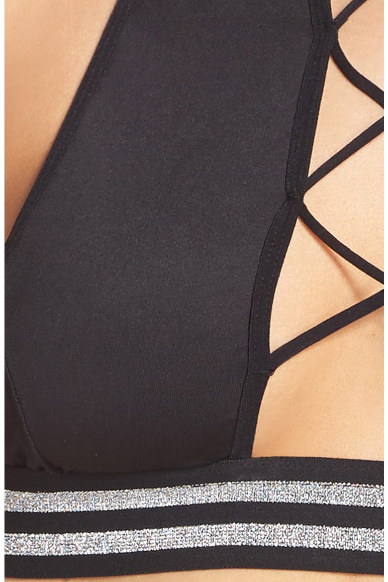Hyperspeed Halter Bralette & Bikini, Alternate, color, BLACK