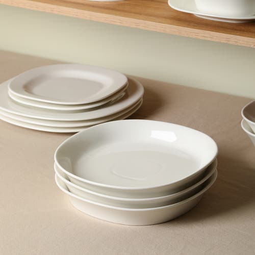 Stone Lain Quadro Porcelain 4-piece Pasta Bowl Set In White