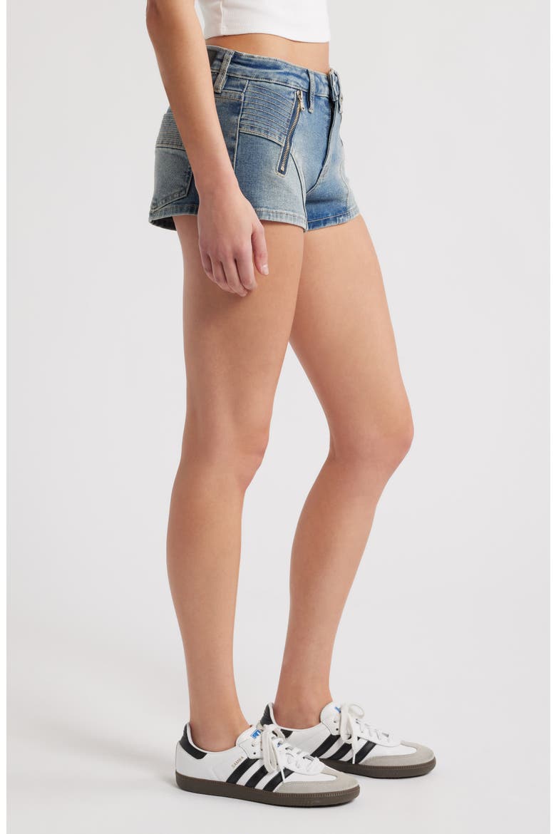 Ana Moto Zip Pocket Denim Shorts, Alternate, color, INDIGO