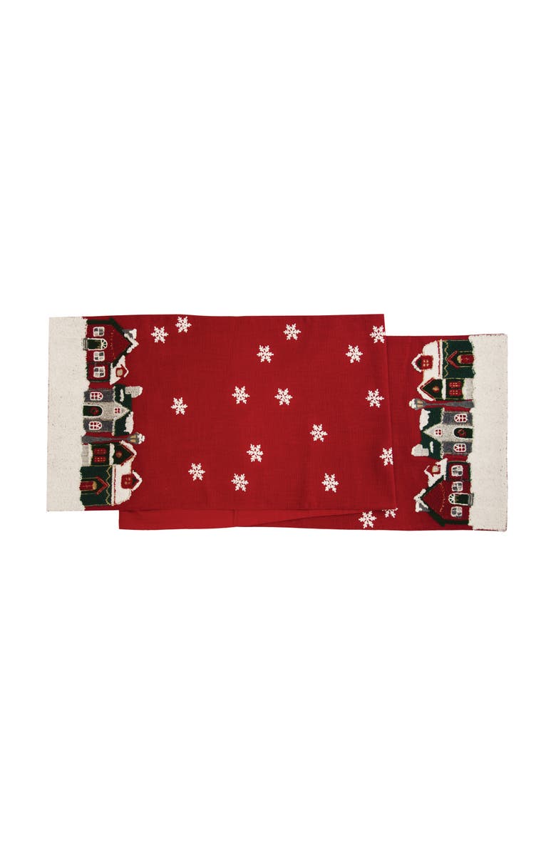 C&F Home Christmas Village Table Runner 14" x 72", Main, color, Red