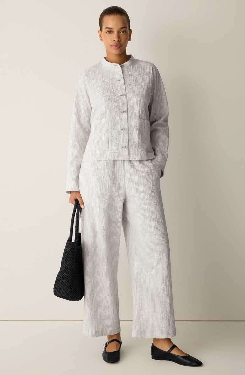 Eileen Fisher Mandarin Collar Texture Stretch Organic Cotton Jacket, Alternate, color, 