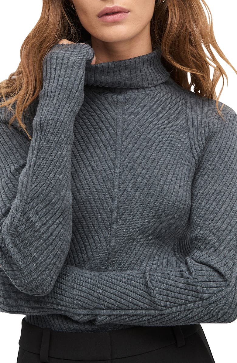 Favorite Daughter Be Your Girl Turtleneck Merino Wool Blend Sweater, Alternate, color, Charcoal