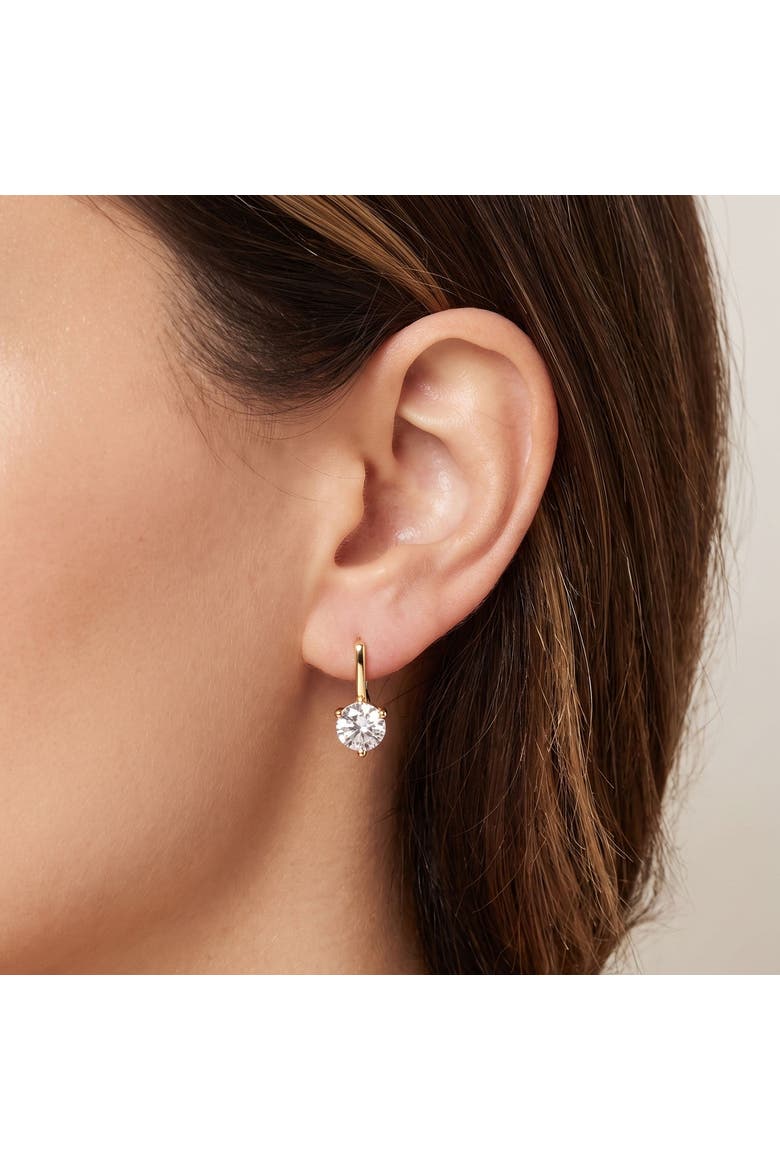 CZ Round Drop Earrings, Alternate, color, Gold Plated Sterling Silver