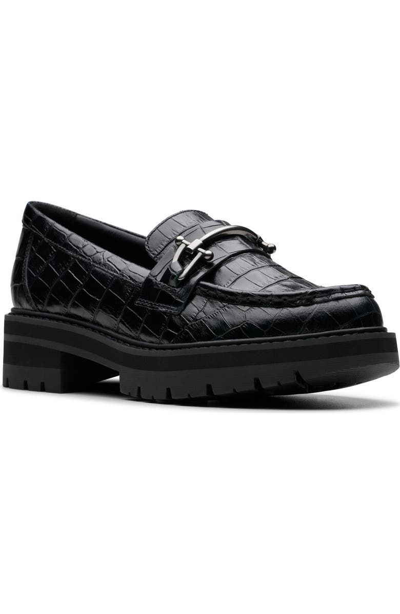 Clarks<sup>®</sup> Orianna Bit Platform Loafer, Main, color, Black Croc