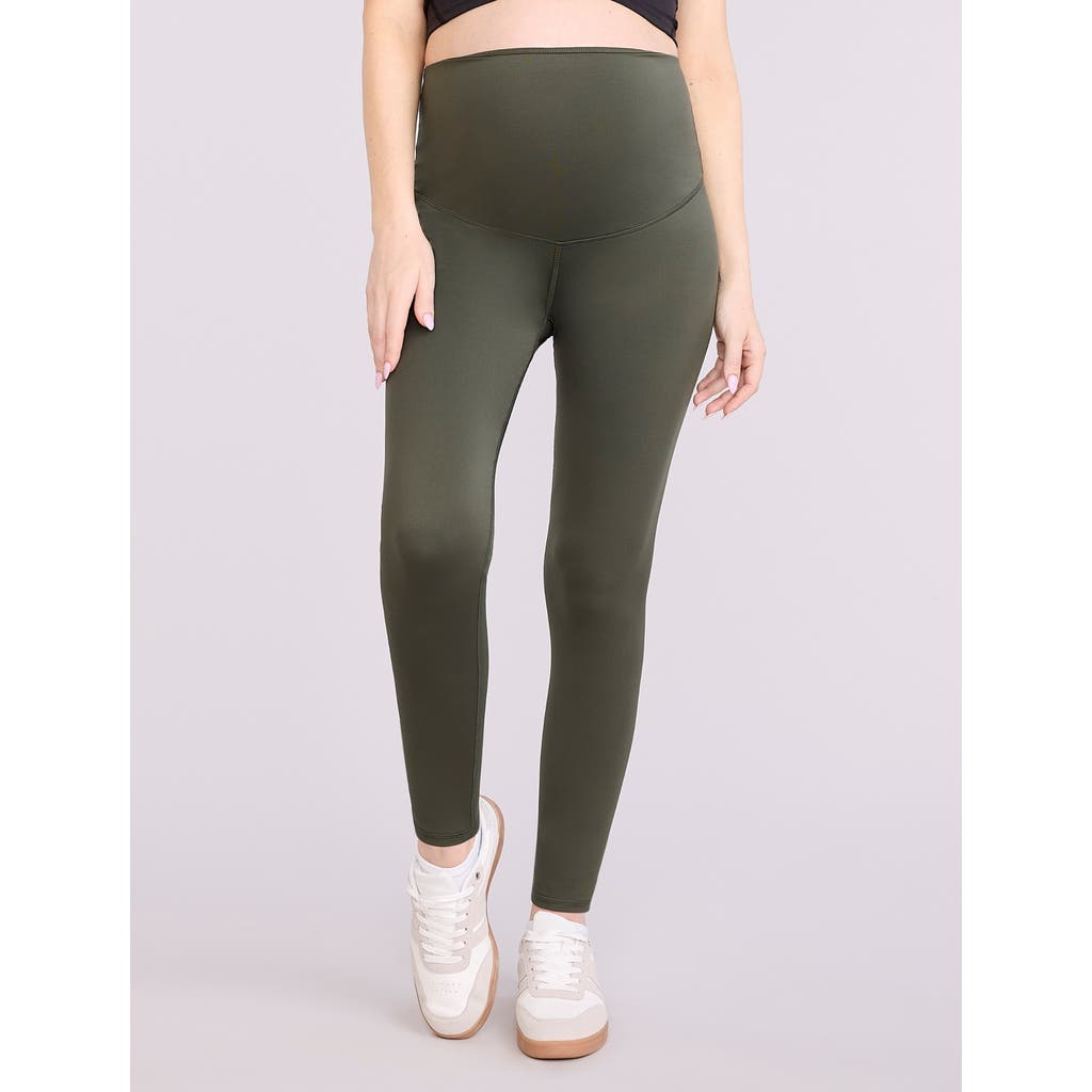Motherhood Maternity Active Over The Belly Maternity Leggings In Green