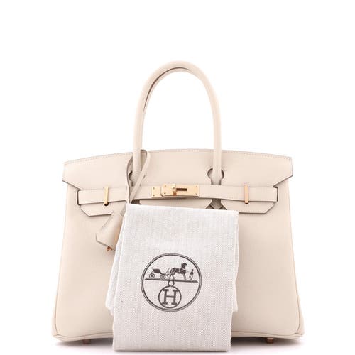 Pre-owned Hermes  Hermes Birkin Handbag Light Epsom With Rose Gold Hardware 30 In Neutral