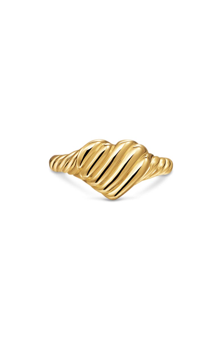 David Yurman Sculpted Cable Heart Pinky Ring in 18K Yellow Gold, 9mm, Alternate, color,