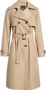 Sam Edelman Water Repellent Double Face Cotton Blend Trench Coat
