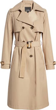 Sam Edelman Water Repellent Double Face Cotton Blend Trench Coat