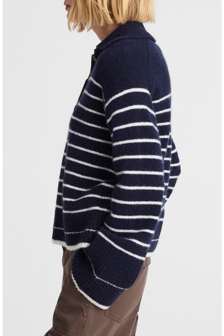 CloudSoft Polo Sweater, Alternate, color, IVORY MINI STRIPE