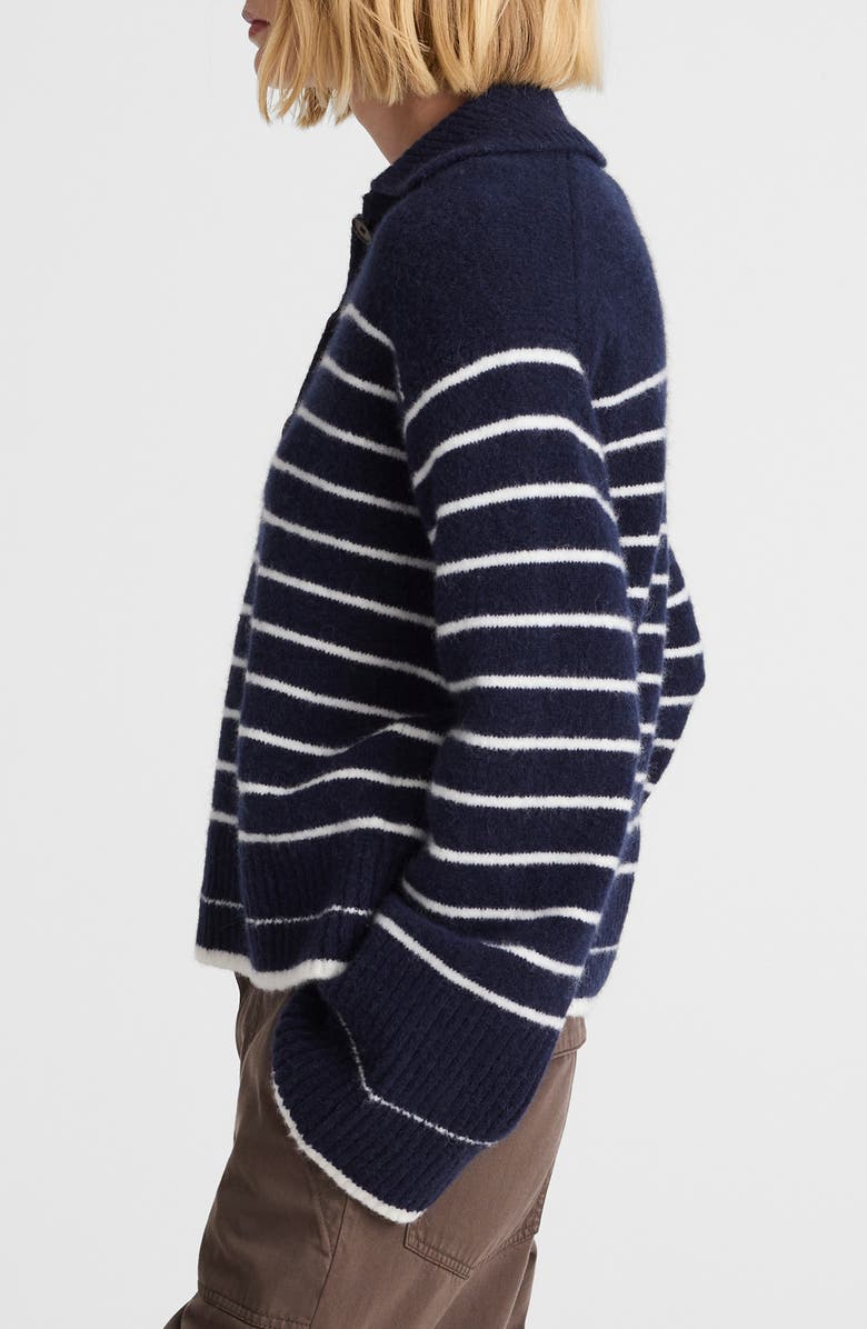 Madewell CloudSoft Polo Sweater, Alternate, color, Ivory Mini Stripe