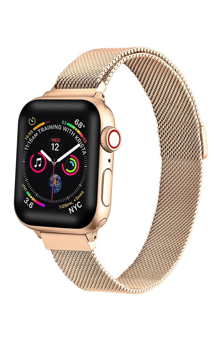 The Posh Tech Skinny Stainless Steel Mesh Apple   Watch Replacement Band - 38mm/40mm, Main, color, 