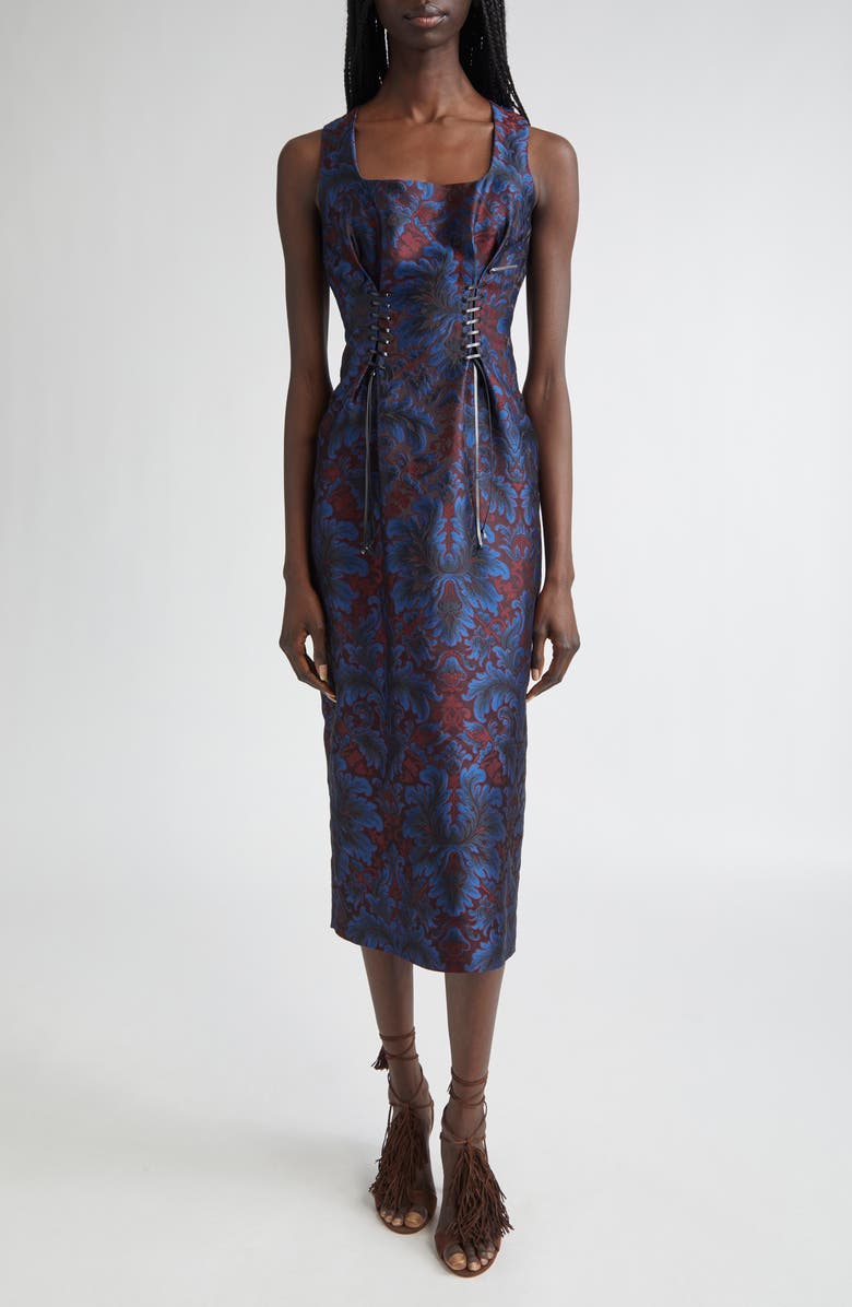 Etro Paisley Jacquard Corset Sheath Dress, Main, color, Multicolor Blue Base