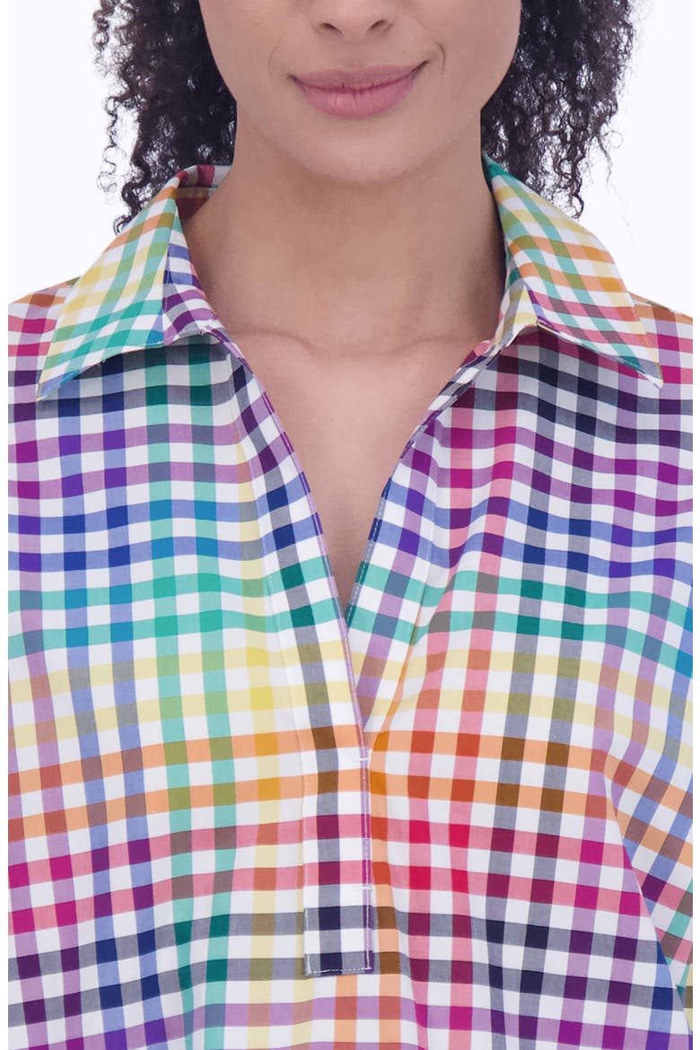 Sophia Rainbow Gingham Cotton Popover Shirt, Alternate, color, MULTI PLAID