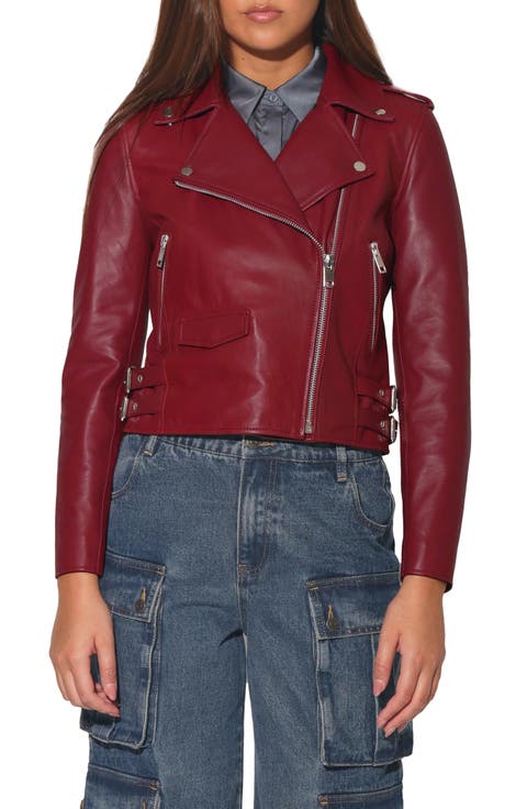 Liz Leather Crop Moto Jacket