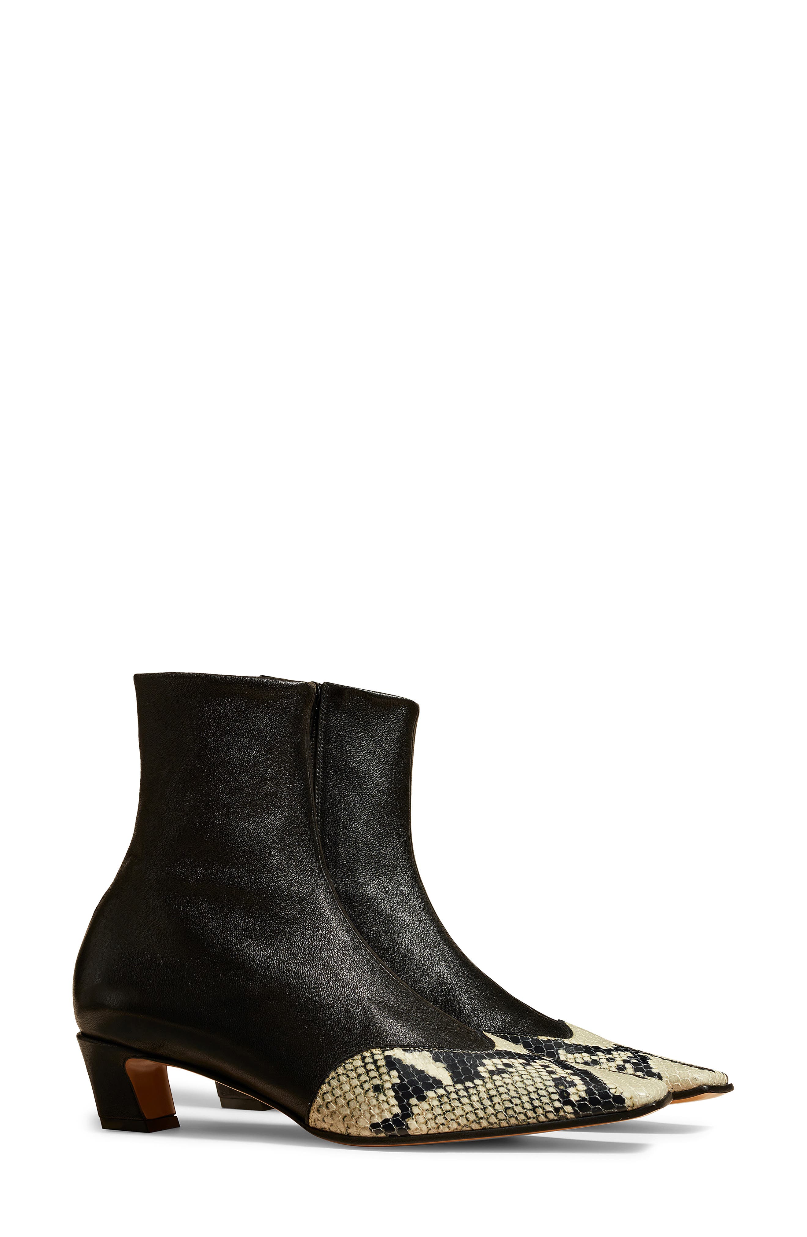 Khaite Dallas Cap Toe Sock Bootie, Main, color, Black/ Natural