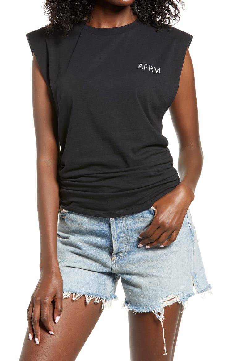 Billie Side Ruched Crop Tank, Main, color, NOIR