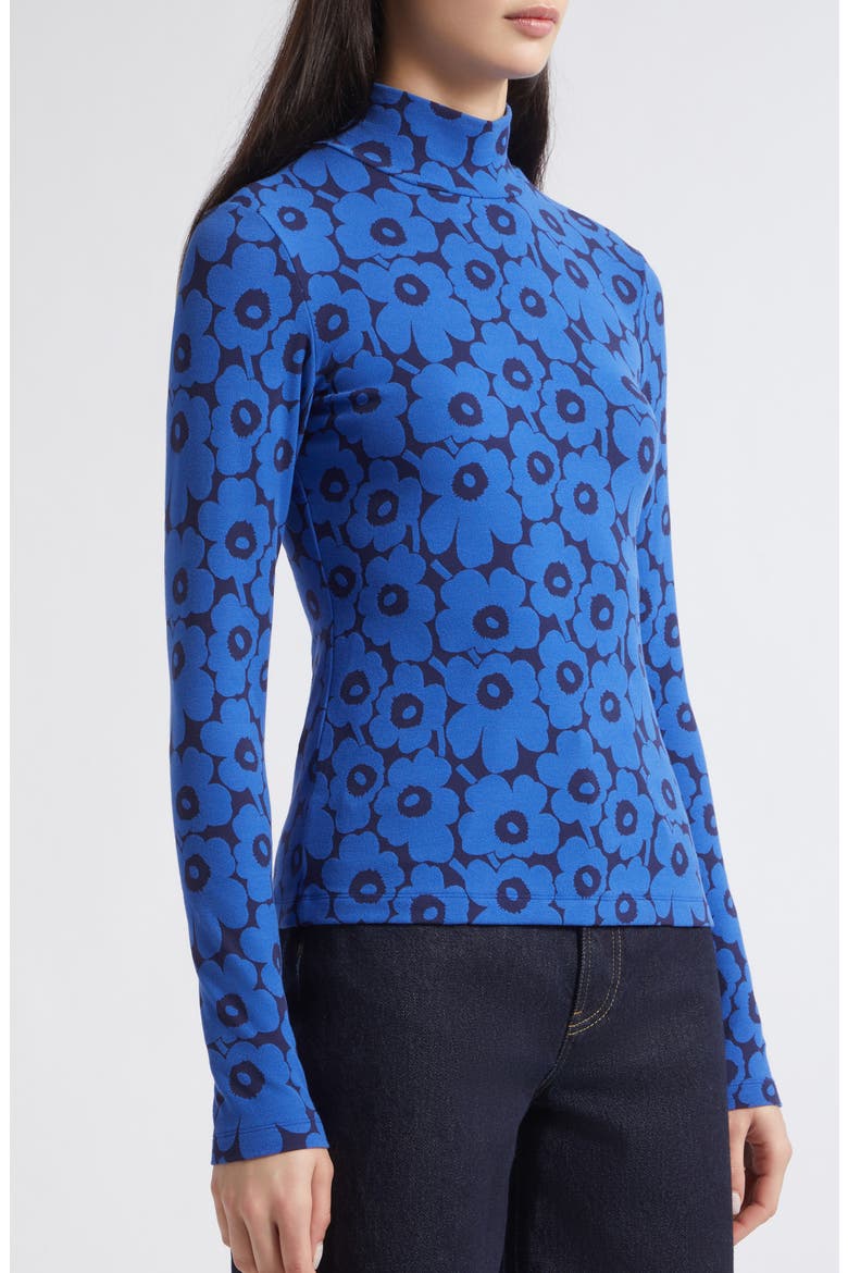 Unikko Turtleneck Top, Alternate, color, BLUE DARK BLUE