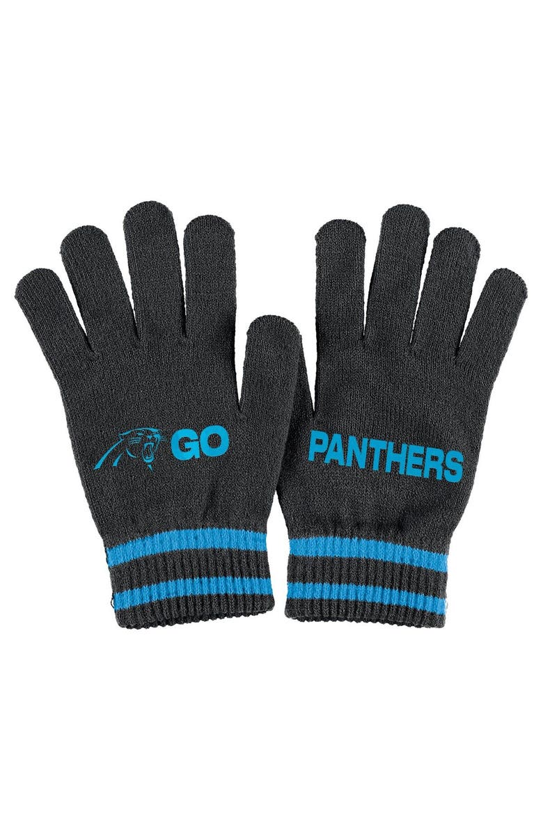 WEAR by Erin Andrews Women's WEAR by Erin Andrews Black Carolina Panthers Double Jacquard Cuffed Knit Hat with Pom and Gloves Set, Alternate, color, Black