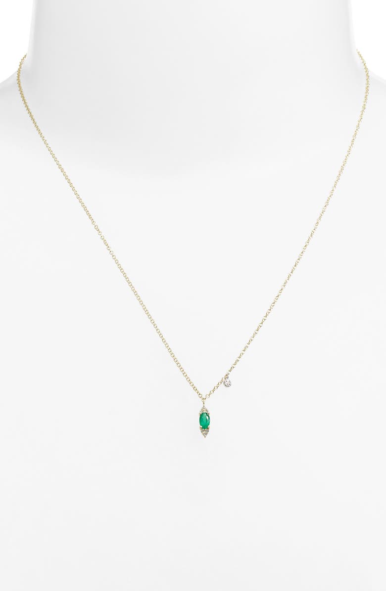 Meira T Emerald & Diamond Marquise Necklace, Alternate, color, Yellow