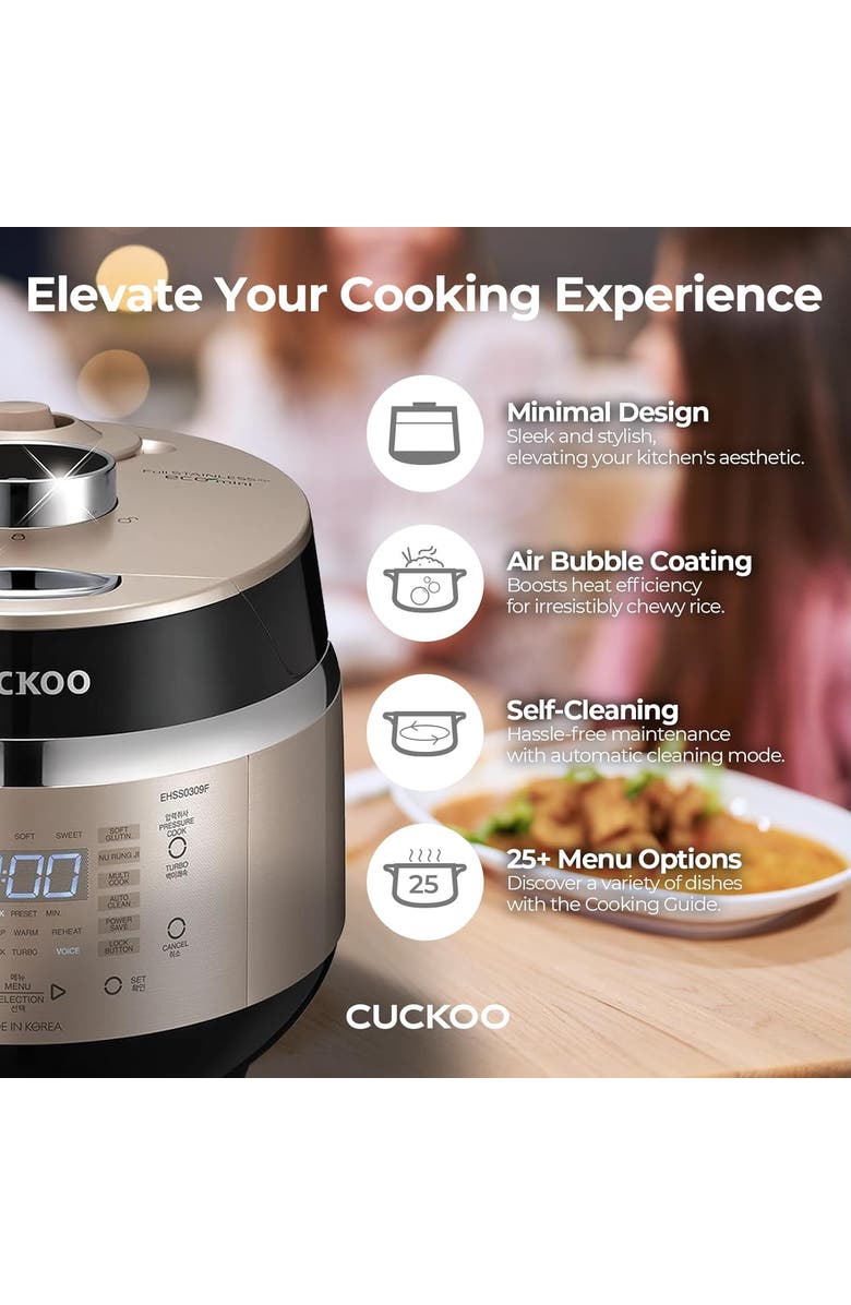 Cuckoo 3-Cup (Uncooked) Induction Heating Pressure Rice Cooker with Nonstick Inner Pot, Alternate, color, Metallic Gold