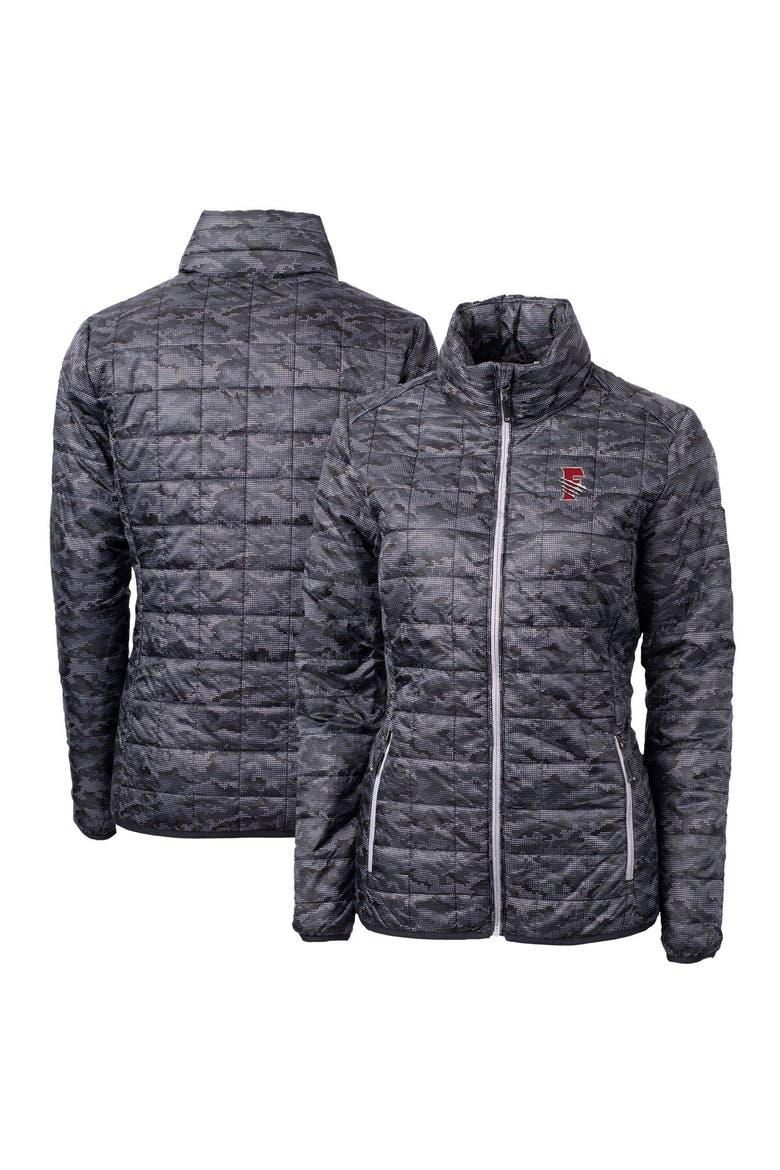 Women's Cutter & Buck  Black Fresno Grizzlies Rainier PrimaLoft Eco Insulated Camo Full-Zip Puffer Jacket, Alternate, color, Black