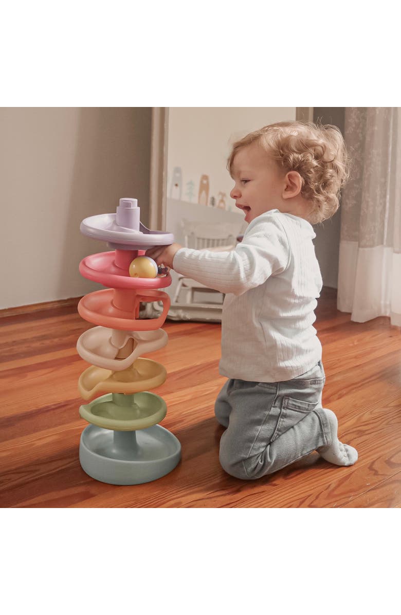 Quercetti Playeco+ Spiral Tower Evo 10Pc Ball Run W/ Sound, Stacking Tower, Alternate, color, Multicolored