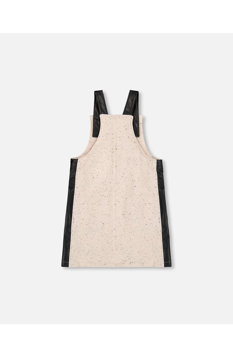 Deux par Deux Glittering French Terry Overall Dress, Alternate, color, Beige And Black