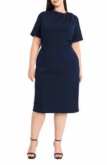 Maggy London Twist Neck Sheath Midi Dress