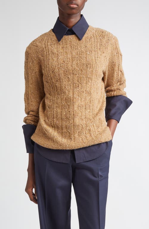 Lafayette 148 New York Cashmere Donegal Cable Sweater In Brown