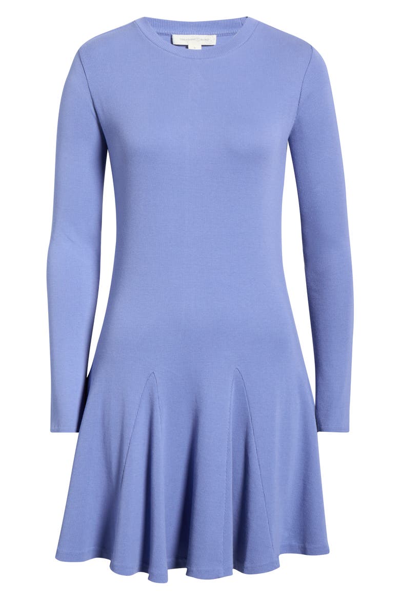 Long Sleeve Fit & Flare Minidress, Alternate, color, BLUE DENIM
