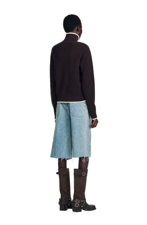Sandro Turtleneck Sweater In Brown
