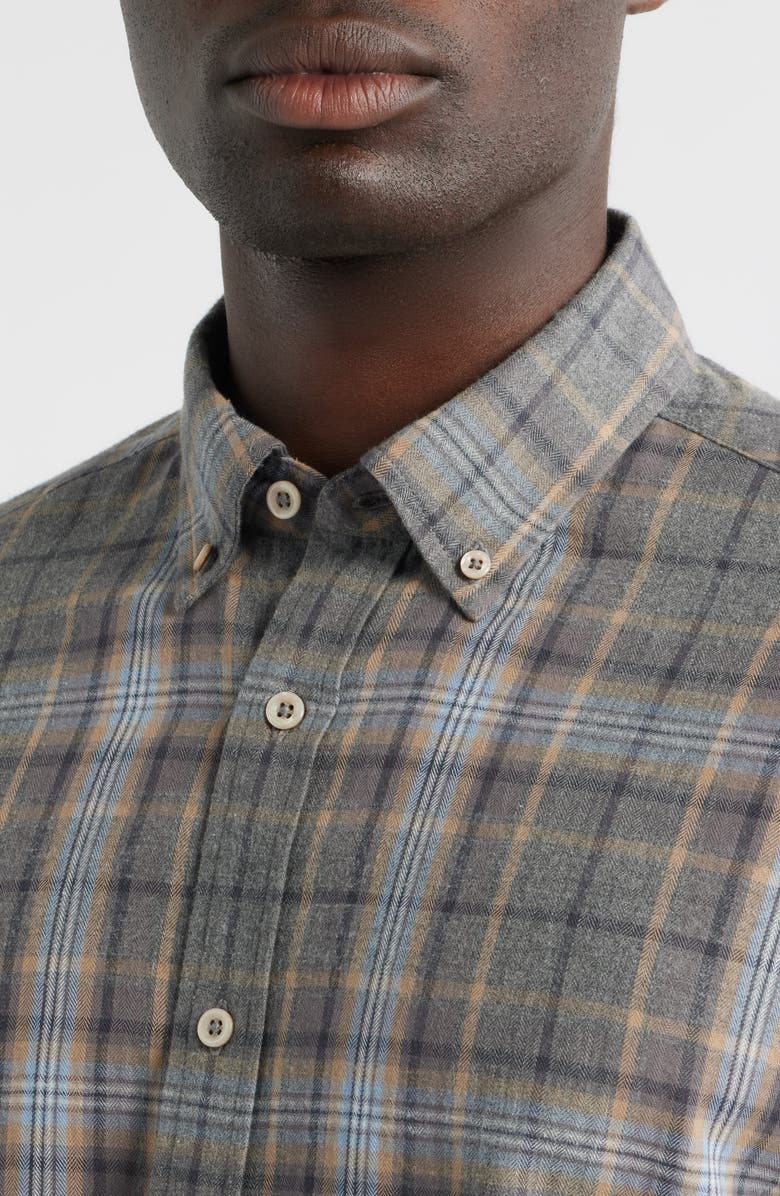 James Campbell Franklin Modern Fit Plaid Cotton Button-Up Shirt, Alternate, color, Coal