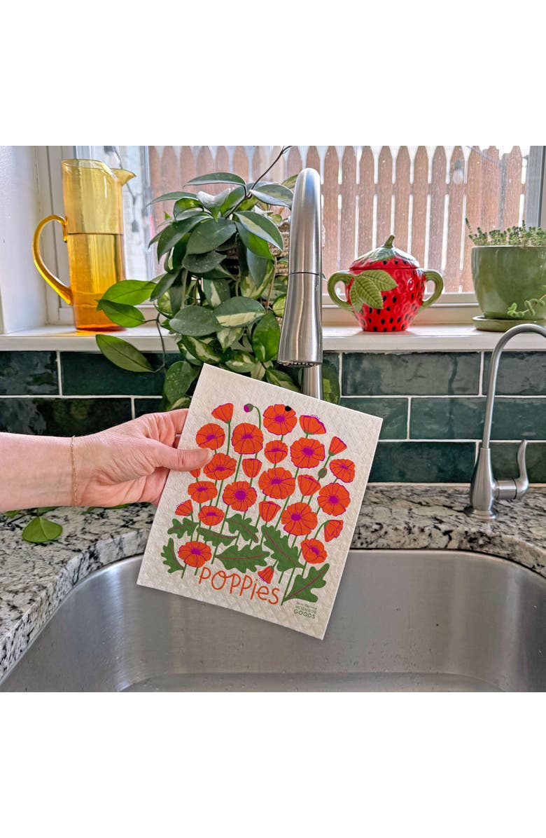 The Neighborgoods Poppy Dish Towel + Sponge Cloth Gift Set, Alternate, color, Red