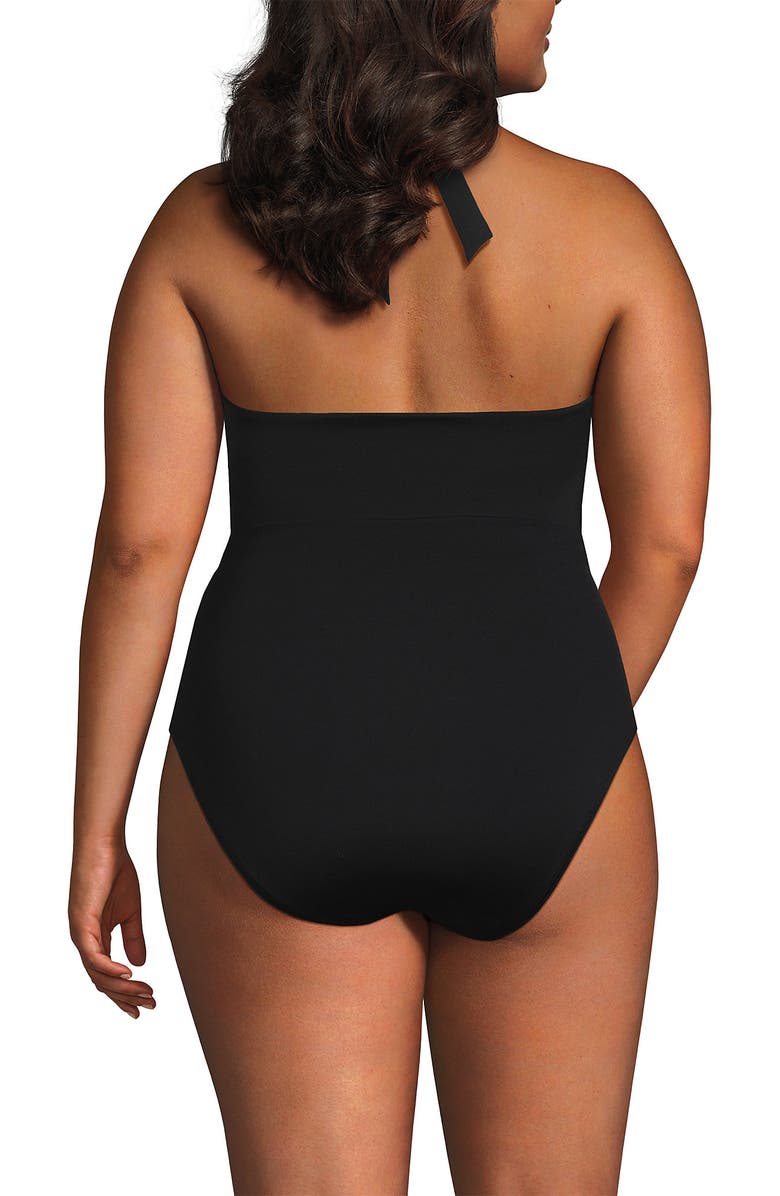 Lands' End Plus Size Knot Twist Halter One Piece, Alternate, color, Black