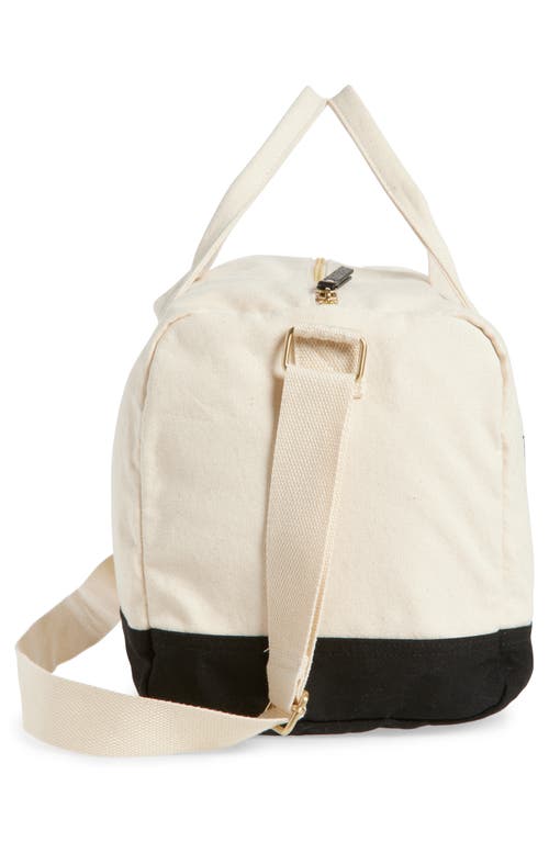 Favorite Daughter Logo Embroidered Canvas Duffle Bag In Natural Black