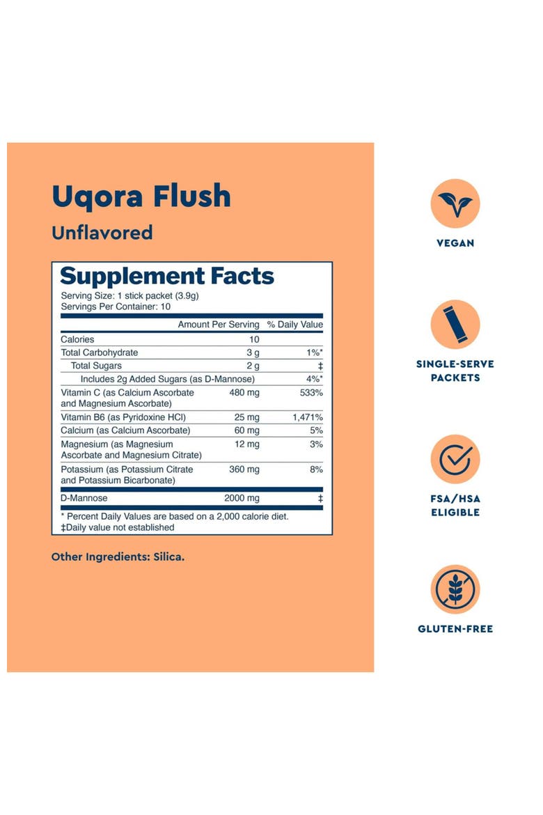 Flush - Urinary Tract with D Mannose, Vitamin C, Vitamin B6, Potassium, Magnesium & Calcium Gluten Free & Vegan Unflavored, Alternate, color, None