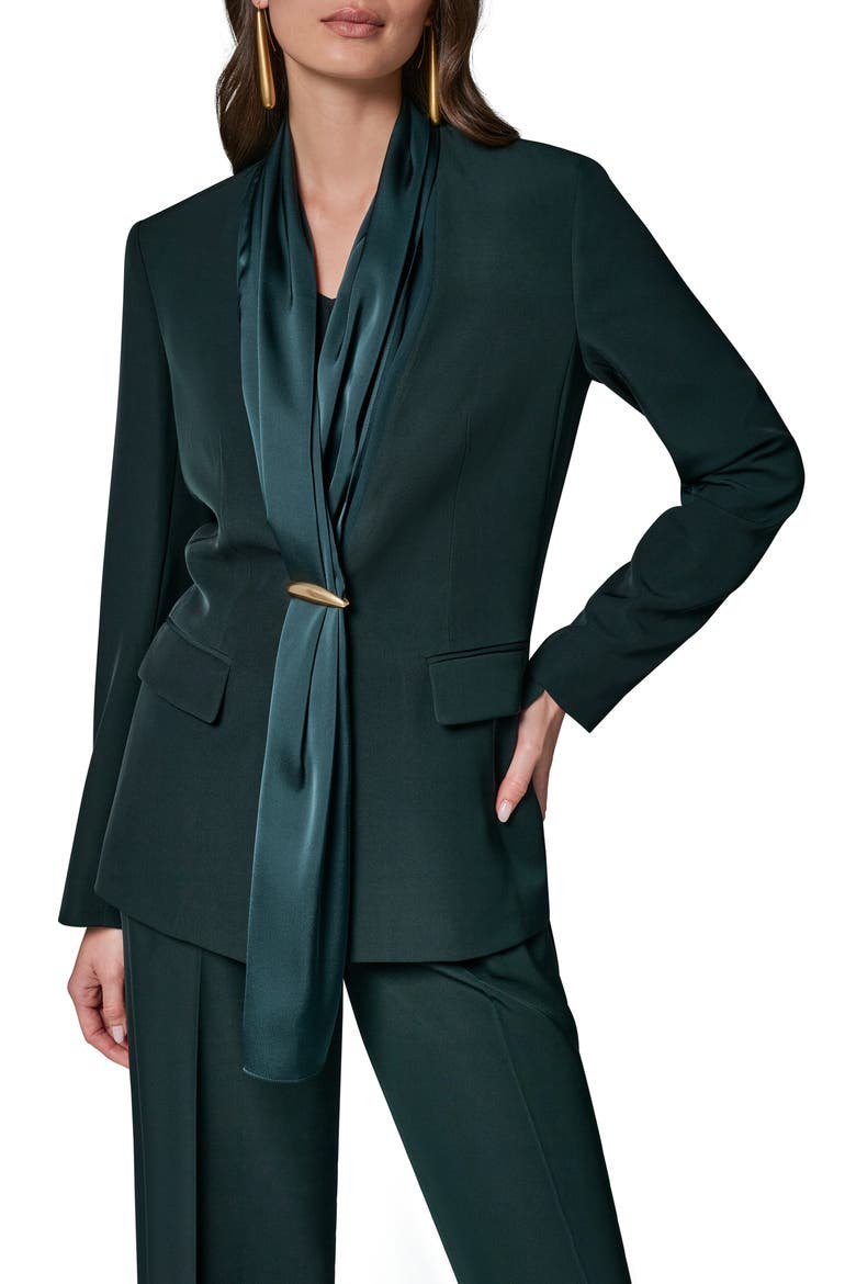 Drape Neck Fitted Blazer, Main, color, BLK FOREST