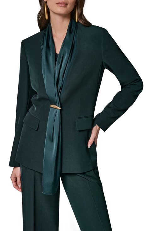 Drape Neck Fitted Blazer