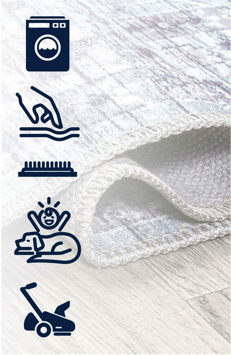 JONATHAN Y Didim Boho Medallion Machine-Washable Round Area Rug, Alternate, color, Gray/Purple